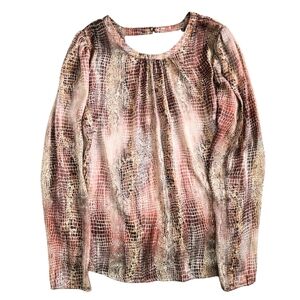 Allison Joy Evereve Snakeskin Animal Print Blouse Silky Small
